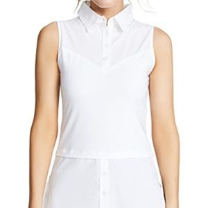 SKINNYSHIRT White Sleeveless Button Up Layer Top